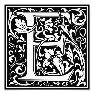 Floral Alphabet Monogram Letter E Photo Print