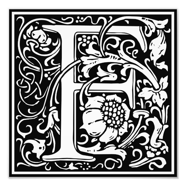 Floral Alphabet Monogram Letter F Photo Print (Front)