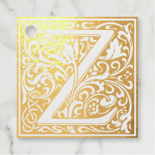 Floral Alphabet Monogram Letter M  Square Sticker Favour Tags