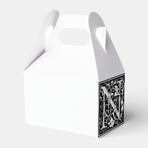 Floral Alphabet Monogram Letter N Tile Morris Favour Box