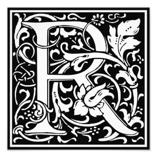 Floral Alphabet Monogram Letter R Photo Print