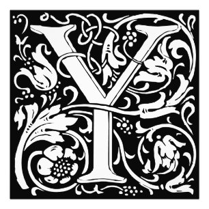 Floral Alphabet Monogram Letter Y Photo Print