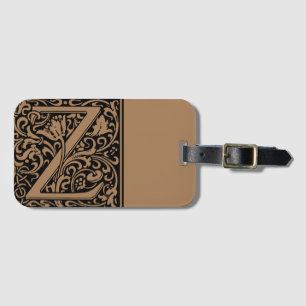 Floral Alphabet Monogram Letter Z Luggage Tag