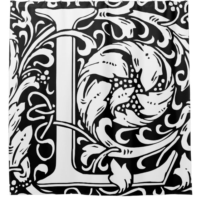 Floral Alphabet Monogrammed Letter L Classic Shower Curtain (Front)