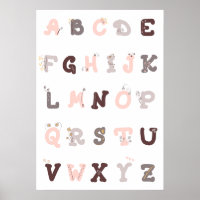 Floral Alphabet Nursery Printable Wall Art Decor
