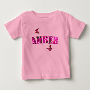 Floral Amber Name Made With Bougainvillea,  Baby T-Shirt