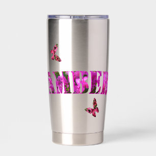 Floral Amber Name Made With Bougainvillea, Insulated Tumbler