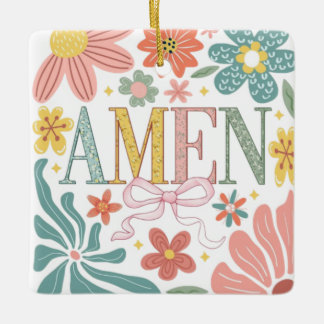  Floral Amen Art Ceramic Ornament
