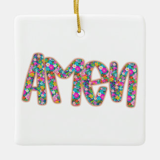 Floral Amen Ceramic Ornament