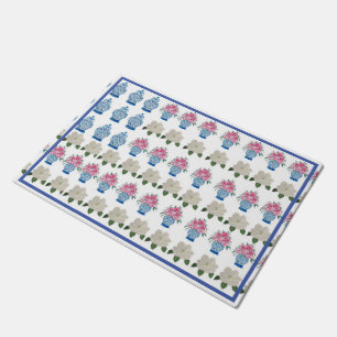 Floral American Flag Rug Flag Ginger Jar Doormat