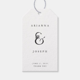 Floral Ampersand Black and White Wedding Gift Tags