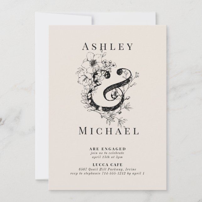 FLORAL AMPERSAND Blush Engagement Party Invitation (Front)