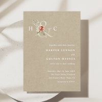 Floral Ampersand Elegant Watercolor Wedding Kraft