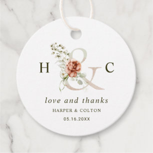 Floral Ampersand Elegant Wedding Thank You Favour Tags
