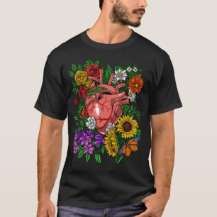 Floral Anatomical Heart T-Shirt
