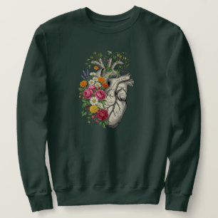 Floral Anatomical Heart Vintage Botanical Art Sweatshirt
