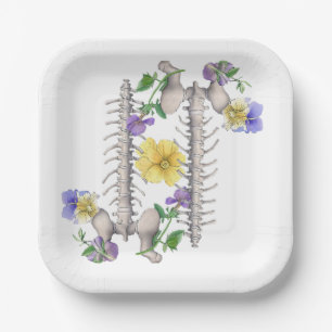 Floral Anatomy - Vertebrae, Hip Bone Paper Plate