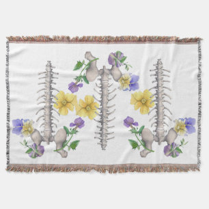 Floral Anatomy - Vertebrae, Hip Bone Throw Blanket
