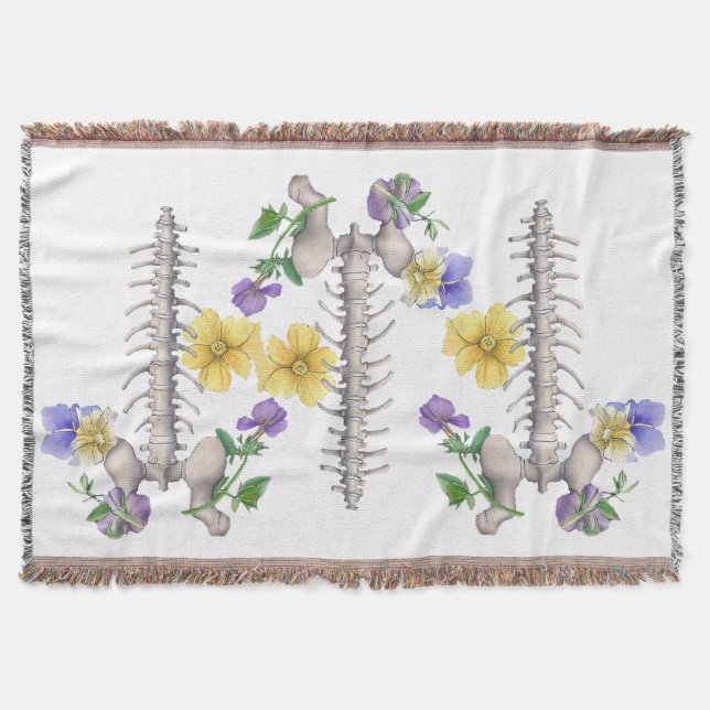 Floral Anatomy - Vertebrae, Hip Bone Throw Blanket (Front)