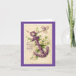 Floral Anchor Birthday Greeting Card