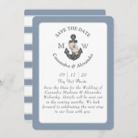 Floral Anchor Dusty Blue White Nautical Wedding