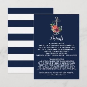 Floral Anchor Navy Autumn Details Insert Card
