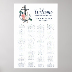 Floral Anchor Summer Alphabetical Seating Chart