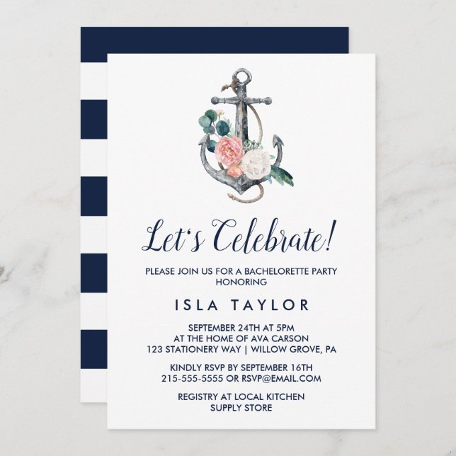 Floral Anchor | Summer Let's Celebrate Invitation (Front/Back)