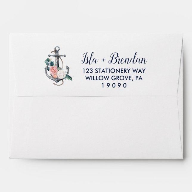 Floral Anchor | Summer Wedding Invitation Envelope (Back (Top Flap))