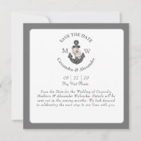 Floral Anchor White Silver Grey Nautical Wedding 