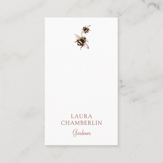 Floral And Bees Gardener Business Card (Front)