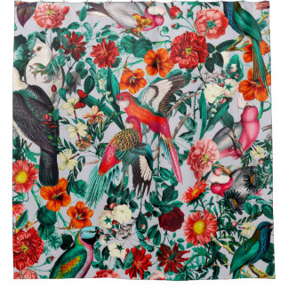 FLORAL AND BIRDS XIV-II SHOWER CURTAIN