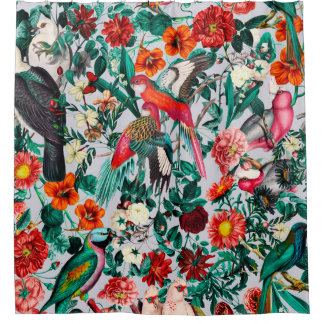 FLORAL AND BIRDS XIV-II SHOWER CURTAIN