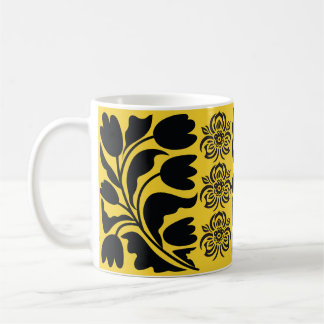Floral and botanical yellow mug