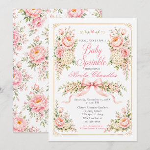Floral and Bow Baby Sprinkle Invitation