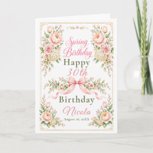 Floral and Bow Spring Birthday Card