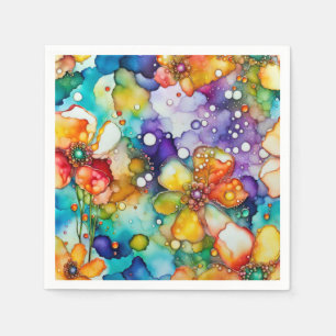 Floral and Bubbles Abstract Napkin