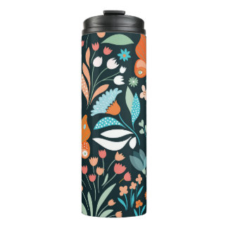 Floral and butterflies, decorative seamless patter thermal tumbler