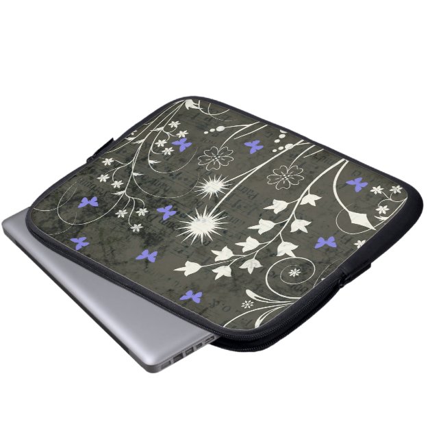 Floral and Butterfly Laptop Sleeve (Front Bottom)