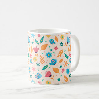 Floral and Butterfly Pattern Coffee Mug