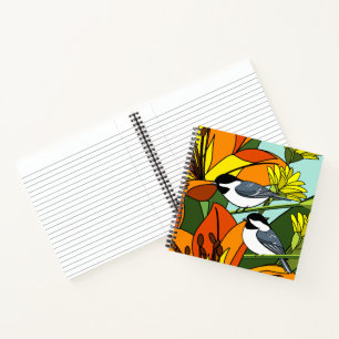 Floral and Chickadee Notebook