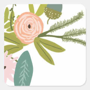 Floral and Fauna Square Sticker