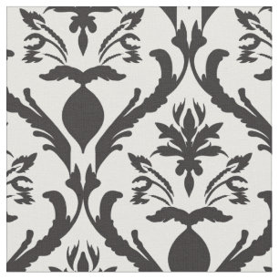 Floral and Feather Damask Fabric