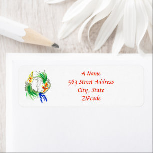 Floral and Foliage Christmas Wreath Address Label