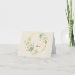 Floral and Foliage in Gold Frame Thank You Card