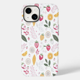 “Floral and Fruit Pattern Wallet Case” iPhone 14 Case