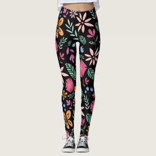 Floral And Glamour Seamless Pattern Natural Leggings