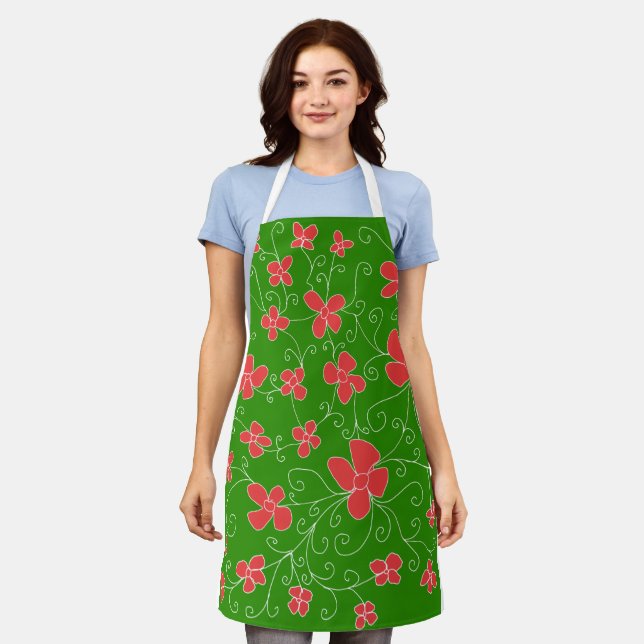 Floral and green apron (Worn)