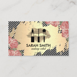 Floral and Kiss / Golden / Gold Brushed Appointment Card