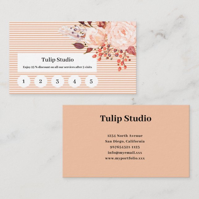  Floral  and Lines Loyalty Card (Front/Back)